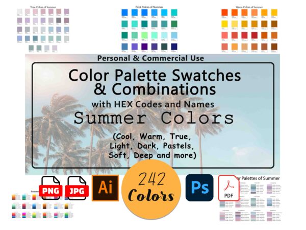 Summer Color Palettes Combinations Bundle 242 Colours