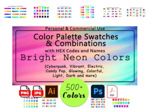 Neon and Bright Color Palette Combinations