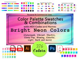 Neon and Bright Color Palette Combinations