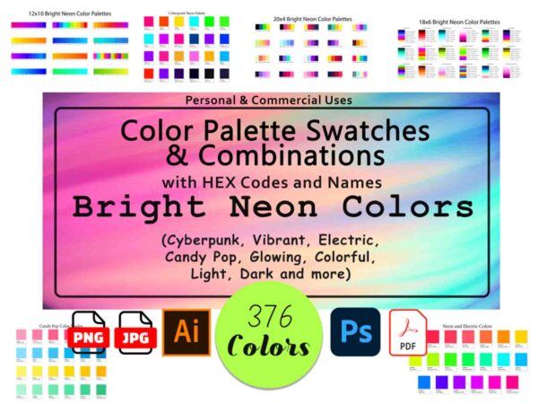 Neon and Bright Color Palette Combinations
